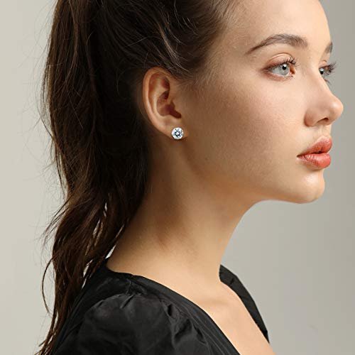 NEWITIN 12 Pairs Stainless Steel Stud Earrings for Men Hypoallergenic Earrings Inlaid Cubic Zirconia Men Earrings Hoop Earrings Stud Earrings for Women Men