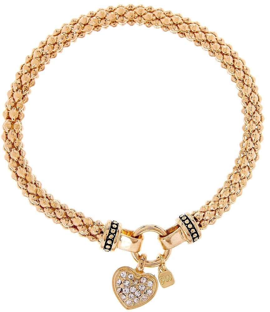 Nine West Women's Boxed Bracelet Pave Heart Stretch