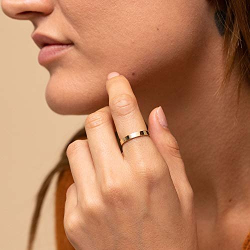 NOKMIT 3mm 14K Gold Filled Rings for Women Girls Dainty Gold Stacking Stackable Band Thin Gold Thumb Pinky Finger Ring Non Tarnish Comfort Fit Size 4 to 11