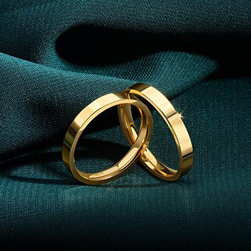 NOKMIT 3mm 14K Gold Filled Rings for Women Girls Dainty Gold Stacking Stackable Band Thin Gold Thumb Pinky Finger Ring Non Tarnish Comfort Fit Size 4 to 11