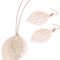 NVENF Leaf Earrings and Long Necklaces Set for Women Boho Gold-tone Multi Tiered Leaves Delicate Chain Dangle Necklace SimpleLeaf Statement Dangling Earrings