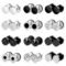ONESING 12 Pairs Faux Gauge Earrings for Men Black Stud Earrings Silver Mens Earrings Faux Plugs Stainless Steel Earrings Set with Gift Box