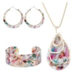 ORAZIO Acrylic Jewelry Set for Women Statement Boho Resin Earrings Necklace Bracelet