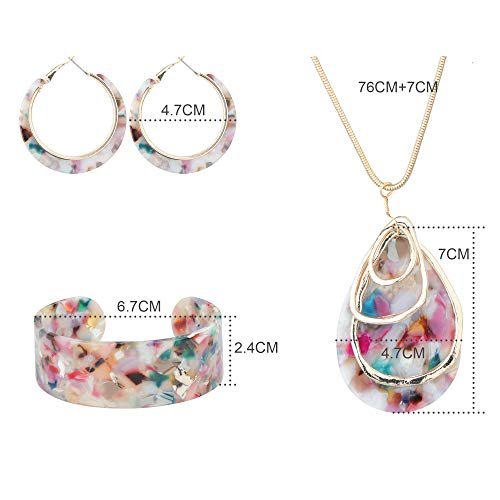 ORAZIO Acrylic Jewelry Set for Women Statement Boho Resin Earrings Necklace Bracelet