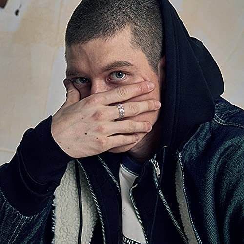 ORAZIO Mens Rings 3Pcs Silver Rings for Men Women Stainless Steel Plain Band Ring Cuban Link Chain Rings Spinner Ring Men's Promise Wedding Rings Set,Size 6-14