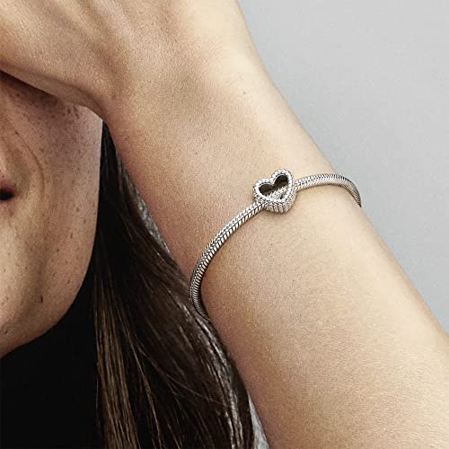 Pandora Beaded Open Heart Charm - Compatible Moments Bracelets - Jewelry for Women - Gift for Women in Your Life - Made with Sterling Silver, No Gift Box