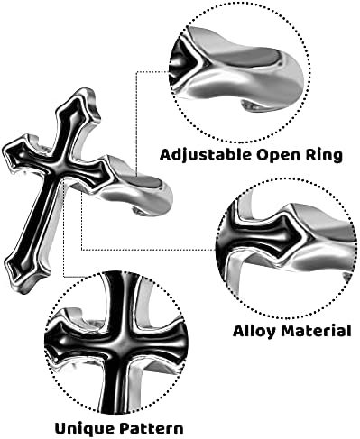 PANTIDE Vintage Punk Rings Set Gothic Knuckle Midi Rings Adjustable Alloy Chain Belt Cross Stackable Finger Half Open Rings Fashion Joint Jewelry for Women Men (Silver) 22Pcs