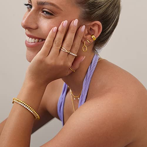PAVOI 14K Gold Convertible Link Huggie Earrings for Women | Paperclip Link Statement Earrings | Cubic Zirconia Two-Toned Rope Drop Dangle Earrings
