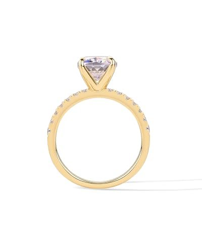 PAVOI 14K Gold Plated 3 CT Cushion Cut Engagement Ring for Women | Promise Wedding Band | Elongated Cubic Zirconia Fake Engagement Rings