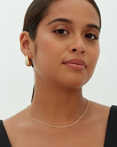 PAVOI 14K Gold Plated 925 Sterling Silver Post Teardrop Chunky Hoop Earrings | Lightweight Drop Earrings for Women | Designer Dupe Earrings