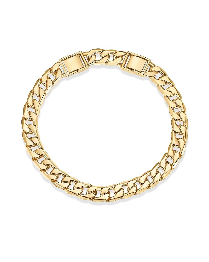 PAVOI 14K Gold Plated Chunky Curb Chain Anklet for Women | Lightweight Flat Curb Link Chain Anklets