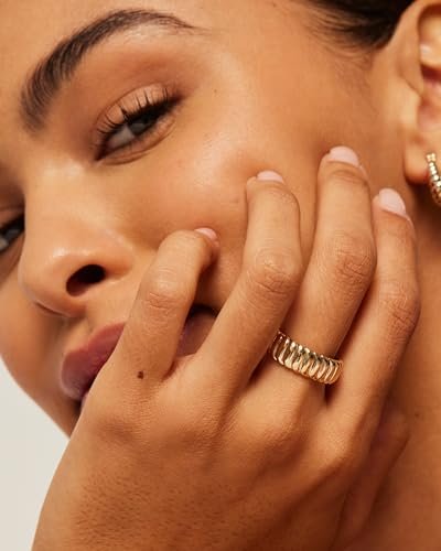 PAVOI 14K Gold Plated Chunky Statement Ring | Chunky Stackable Wide Band for Women