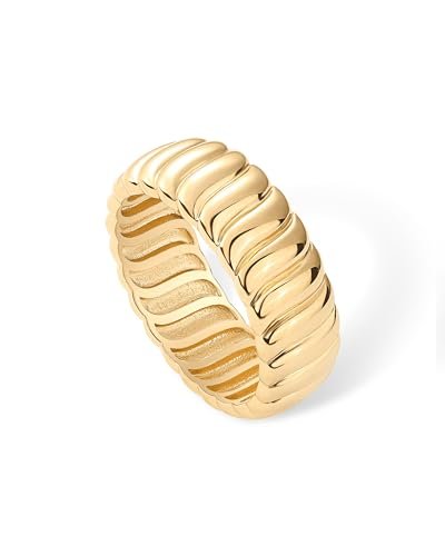 PAVOI 14K Gold Plated Chunky Statement Ring | Chunky Stackable Wide Band for Women