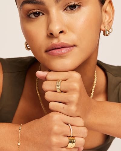 PAVOI 14K Gold Plated Chunky Statement Ring | Chunky Stackable Wide Band for Women