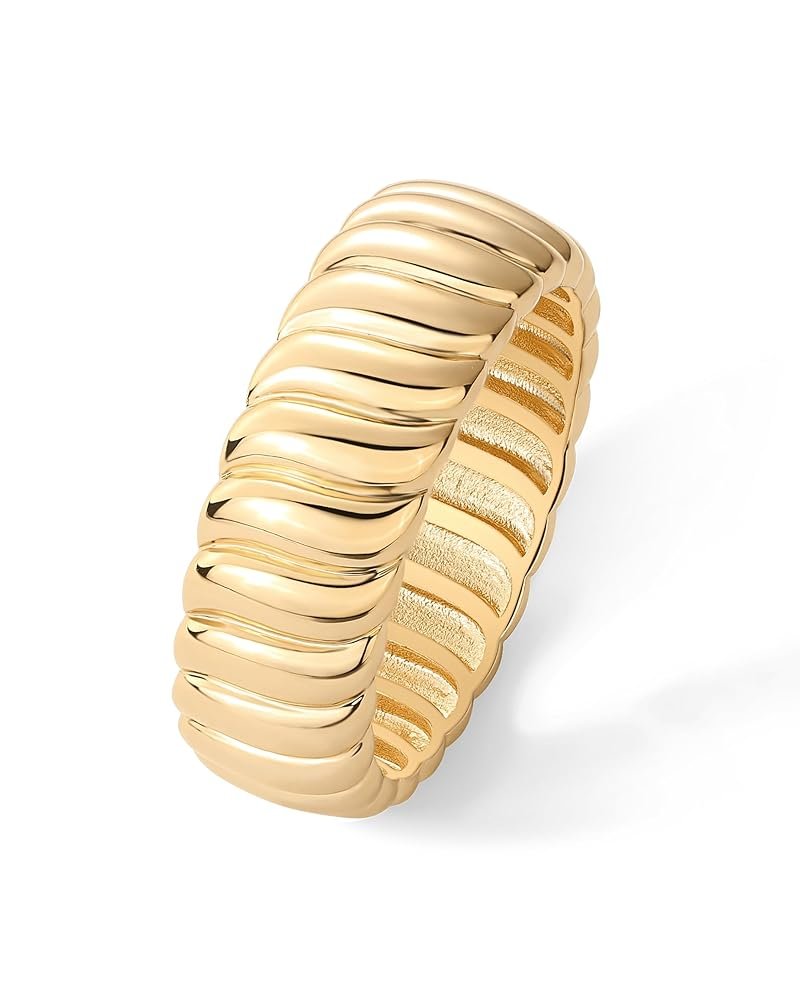 PAVOI 14K Gold Plated Chunky Statement Ring | Chunky Stackable Wide Band for Women