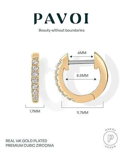 PAVOI 14K Gold Plated Cubic Zirconia Cuff Earrings Huggie Stud