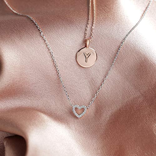 PAVOI 14K Gold Plated Cubic Zirconia Heart Necklace | Cute Dainty Love Pendant Necklaces for Women