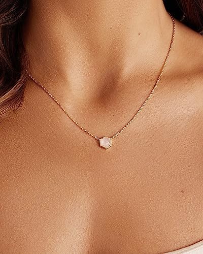 PAVOI 14K Gold Plated Gemstone Pendant Necklace | Dainty Chain Necklaces for Women | Amethyst, Green Fluorite, Labradorite, Rose Quartz Gemstone Pendants