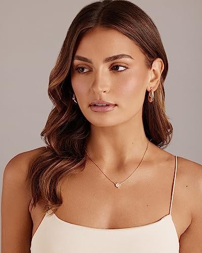 PAVOI 14K Gold Plated Gemstone Pendant Necklace | Dainty Chain Necklaces for Women | Amethyst, Green Fluorite, Labradorite, Rose Quartz Gemstone Pendants