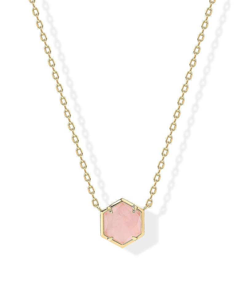 PAVOI 14K Gold Plated Gemstone Pendant Necklace | Dainty Chain Necklaces for Women | Amethyst, Green Fluorite, Labradorite, Rose Quartz Gemstone Pendants