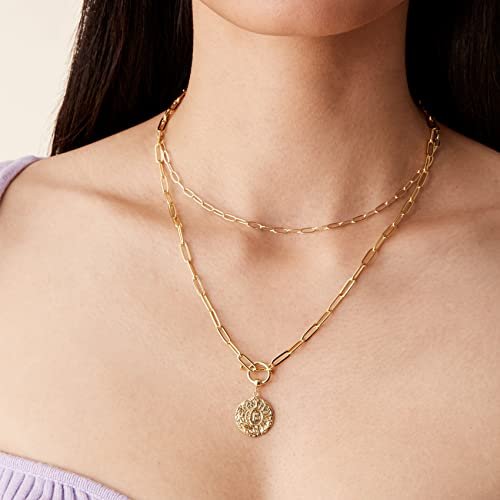 PAVOI 14K Gold Plated Layering Necklaces | Stylish Minimalist Design Pendant Necklaces | Bar, Circle, Lotus, Disc, Dog Tag, Horizontal Bar Pendants for Women