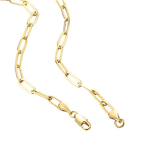 PAVOI 14K Gold Plated Paperclip Chain Necklaces for Women | Gold Chain Necklace | Adjustable Link Chain Necklaces