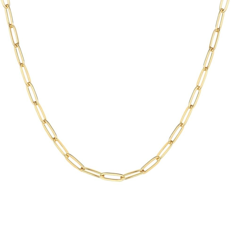 PAVOI 14K Gold Plated Paperclip Chain Necklaces for Women | Gold Chain Necklace | Adjustable Link Chain Necklaces