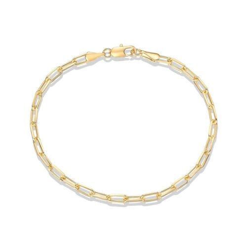 PAVOI 14K Gold Plated Paperclip/Curb/Figaro Chain Adjustable Bracelet for Women