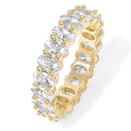 PAVOI 14K Gold Plated Rings Oval Cubic Zirconia Love Ring | Eternity Ring | 5mm Stackable Rings for Women | Gold Rings for Women