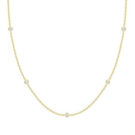 PAVOI 14K Gold Plated Station Necklace | Simulated Diamond BTY Necklace | Womens CZ Chain Necklace | Layering Necklaces