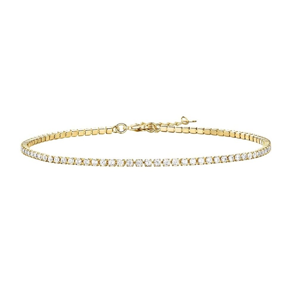 PAVOI 14K Gold Plated Tennis Anklets for Women | Tennis Ankle Bracelet for Women