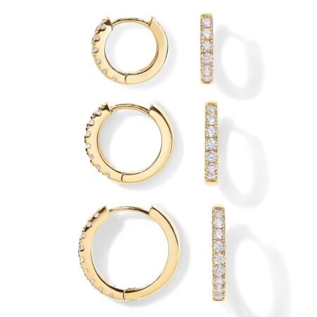 PAVOI 18K Gold Plated 925 Sterling Silver Post, 3 Pairs Small Gold Hoop Earrings Set | Mini Cartilage Helix Huggie Hoop Pack for Women Men 8mm 10mm 12mm