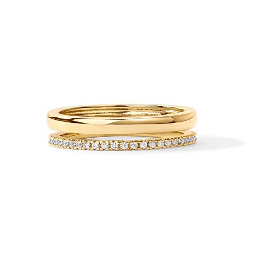 PAVOI 18K Gold Plated Cubic Zirconia Dual Stacking Rings for Women | Gold Eternity Band for Women | Thumb Ring