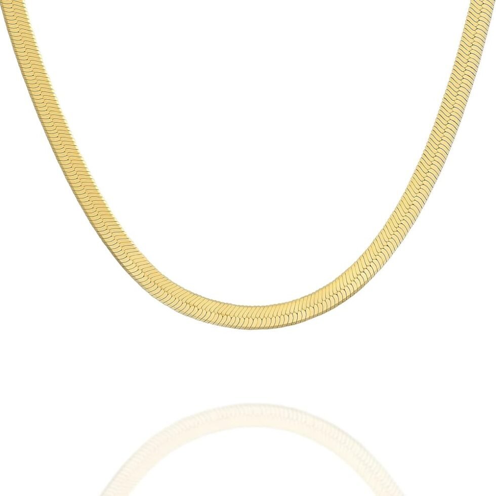 PAVOI Italian Solid 925 Sterling Silver, 22K Gold Plated Chain Necklaces | Snake, Square Box, Cable, Super Flex Curb, Miami Cuban and Rope Diamond-Cut Herringbone Necklace for...