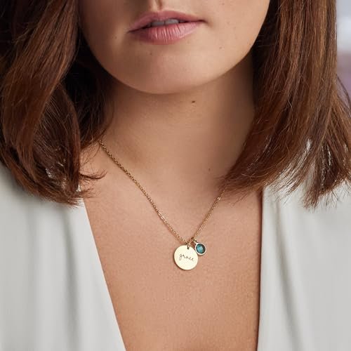 Personalized Birthstone Name Necklace for Women Girls Wife Push Presents for New Mom, Custom Birthday Gift Bridesmaid Jewelry Gold Silver Rose Mother and 1 Child Daughter...