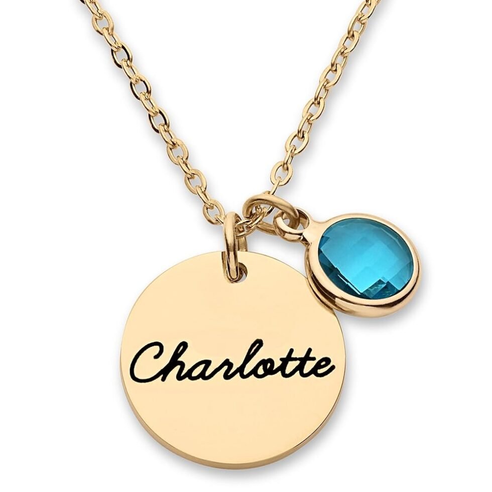 Personalized Birthstone Name Necklace for Women Girls Wife Push Presents for New Mom, Custom Birthday Gift Bridesmaid Jewelry Gold Silver Rose Mother and 1 Child Daughter...