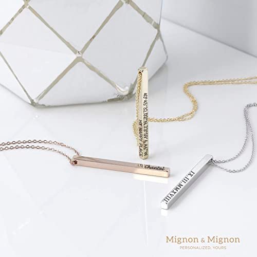 Personalized Coordinates Necklaces for Women Mothers Day Gifts for Her Custom Engraved Bar Jewelry with Kids Names - 4SBN