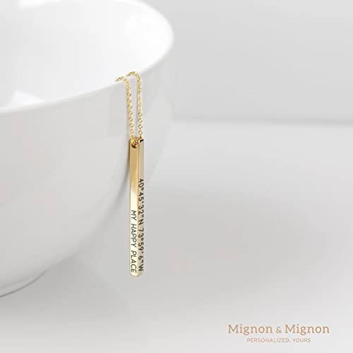 Personalized Coordinates Necklaces for Women Mothers Day Gifts for Her Custom Engraved Bar Jewelry with Kids Names - 4SBN