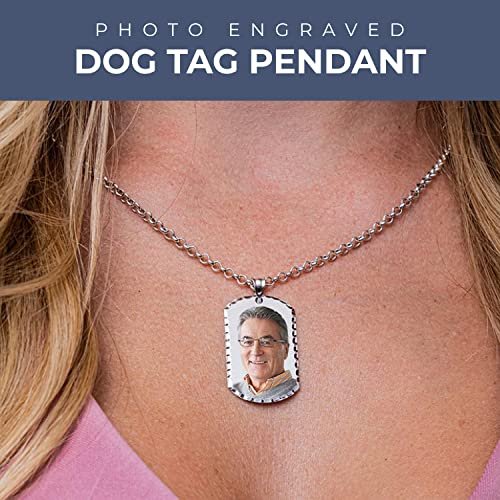 PicturesOnGold.com Custom Photo Engraved Dog Tag Photo Pendant - Personalized Dog tags for Men and Women, Necklace Dog Tag in Solid 14K Yellow, White, or Sterling Silver in 4 Sizes