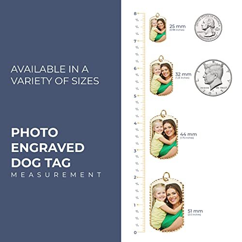 PicturesOnGold.com Custom Photo Engraved Dog Tag Photo Pendant - Personalized Dog tags for Men and Women, Necklace Dog Tag in Solid 14K Yellow, White, or Sterling Silver in 4 Sizes