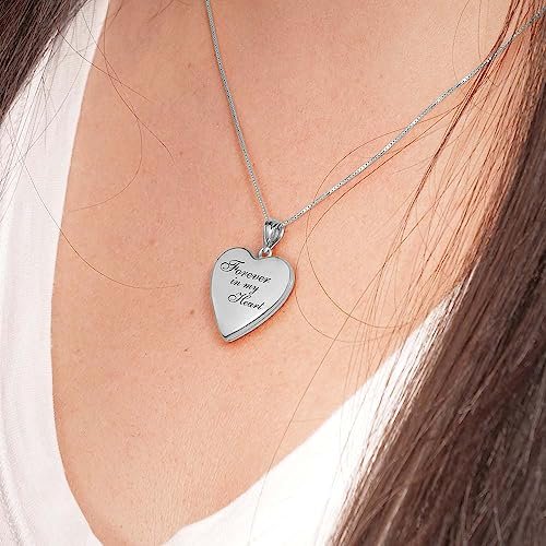 PicturesOnGold.com Forever In My Heart Locket Necklace for Women That Hold Pictures in Personalized Jewelry Gifts for Men & Women Sterling Silver or Yellow Gold.