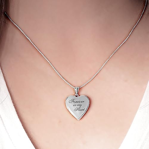 PicturesOnGold.com Forever In My Heart Locket Necklace for Women That Hold Pictures in Personalized Jewelry Gifts for Men & Women Sterling Silver or Yellow Gold.