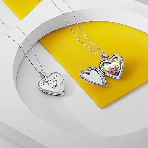 PicturesOnGold.com Forever In My Heart Locket Necklace for Women That Hold Pictures in Personalized Jewelry Gifts for Men & Women Sterling Silver or Yellow Gold.