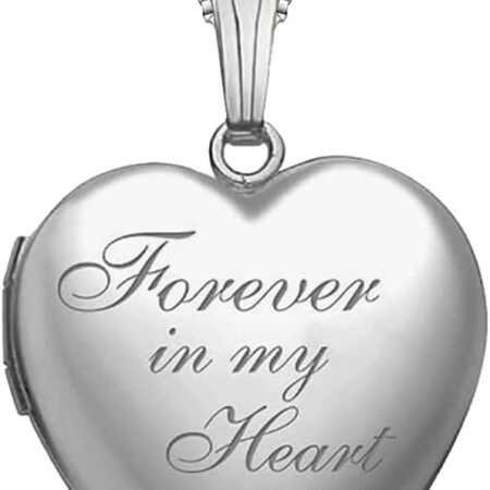 PicturesOnGold.com Forever In My Heart Locket Necklace for Women That Hold Pictures in Personalized Jewelry Gifts for Men & Women Sterling Silver or Yellow Gold.