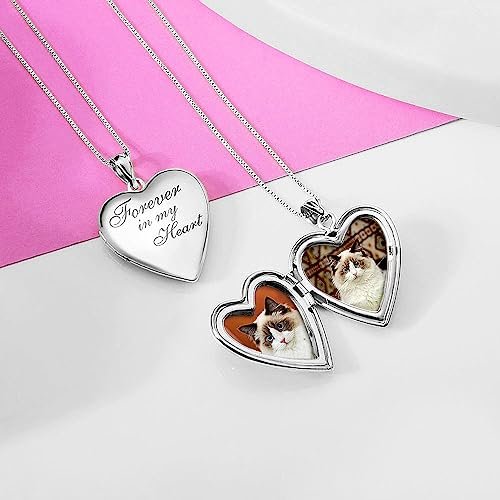 PicturesOnGold.com Forever In My Heart Locket Necklace for Women That Hold Pictures in Personalized Jewelry Gifts for Men & Women Sterling Silver or Yellow Gold.