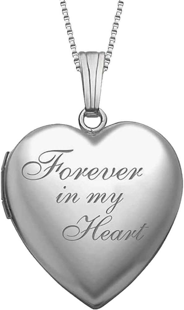 PicturesOnGold.com Forever In My Heart Locket Necklace for Women That Hold Pictures in Personalized Jewelry Gifts for Men & Women Sterling Silver or Yellow Gold.