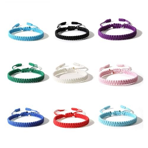 Pingyongchang Boho Surfer Bracelets Handmade Knitted String Rope Braided Adjustable Anklets Summer Friendship Yoga Kabbalah Protection Waterproof Beach Jewelry for Couple Women Men