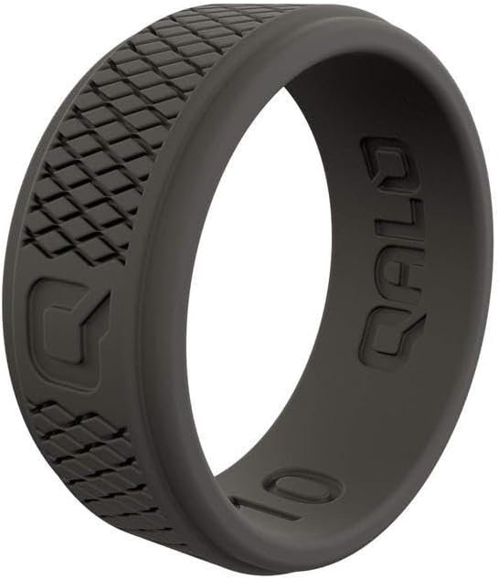 QALO Men's Crosshatch Q2X Rubber Silicone Ring, Rubber Wedding Band, Breathable, Durable Rubber Wedding Ring for Men, Multi Colors