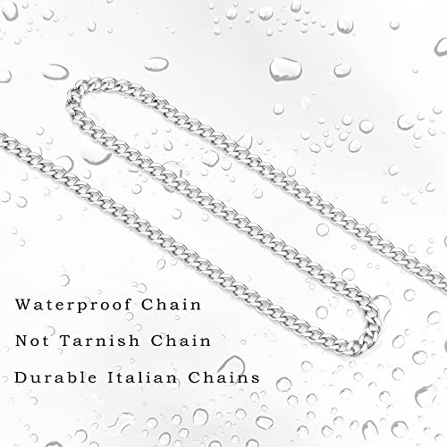 Reoxvo Silver/Black/Cuban Link Chain for Men Stainless Steel Chain Necklaces for Men Women Neck Chains for Pendants Mens Accessories Jewelry 18/20/22/24/30 Inch