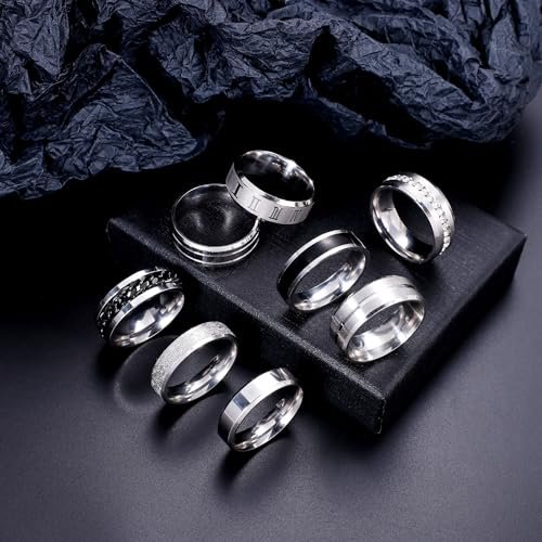 REVOLIA 16PCS Silver Rings for Men Stianless Steel Band Rings for Men Women Simple Engagement Wedding Promise Rings Set